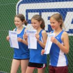 U12 Dreikampf: 1. Platz Smilla Möllinger (Mitte), 2. Platz Theresa Fütterer (links) und 3. Platz Lily Hilberath (rechts)